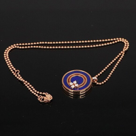 25782 Roberto Coin Love In Verona 18K Rose Gold Diamond Lapis Pendant - Picture 6 of 7